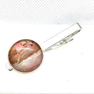 Tie clip pin silver plated 16mm handcrafted dome